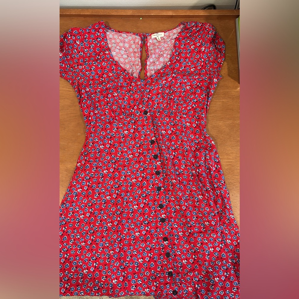 Vibrant Red Floral Mini Dress